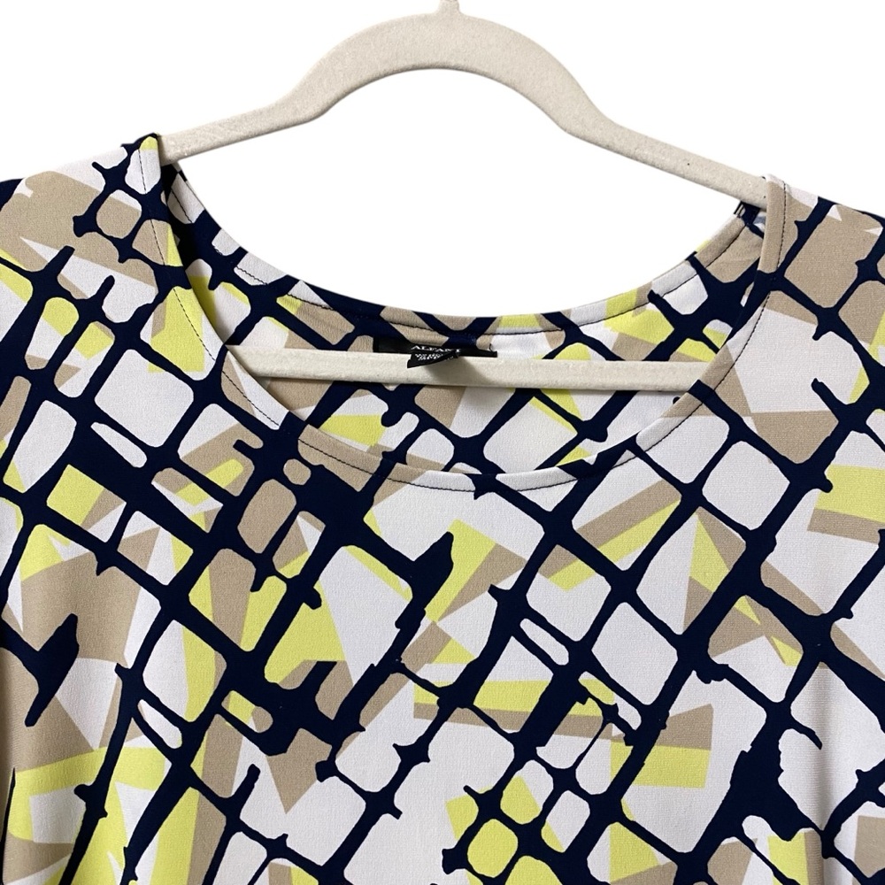 Alfani abstract wearable art funky Print blouse ruched blouse top stretch size L - Picture 6 of 13